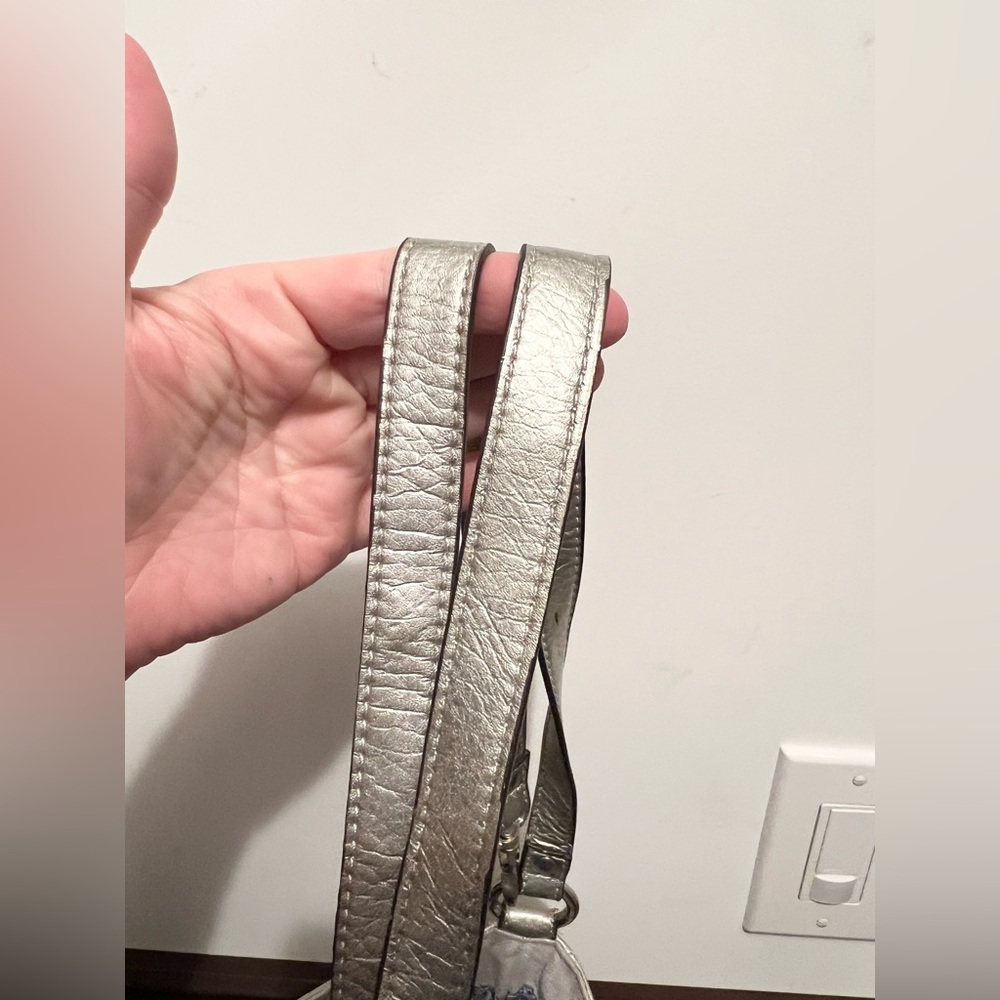 Kathy Van Zeeland Silver Shoulder Bag Crossbody | Chic Designer Handbag - Picture 13 of 16